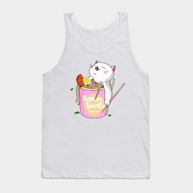 Cat Ramen Noodles Tank Top by Kimprut